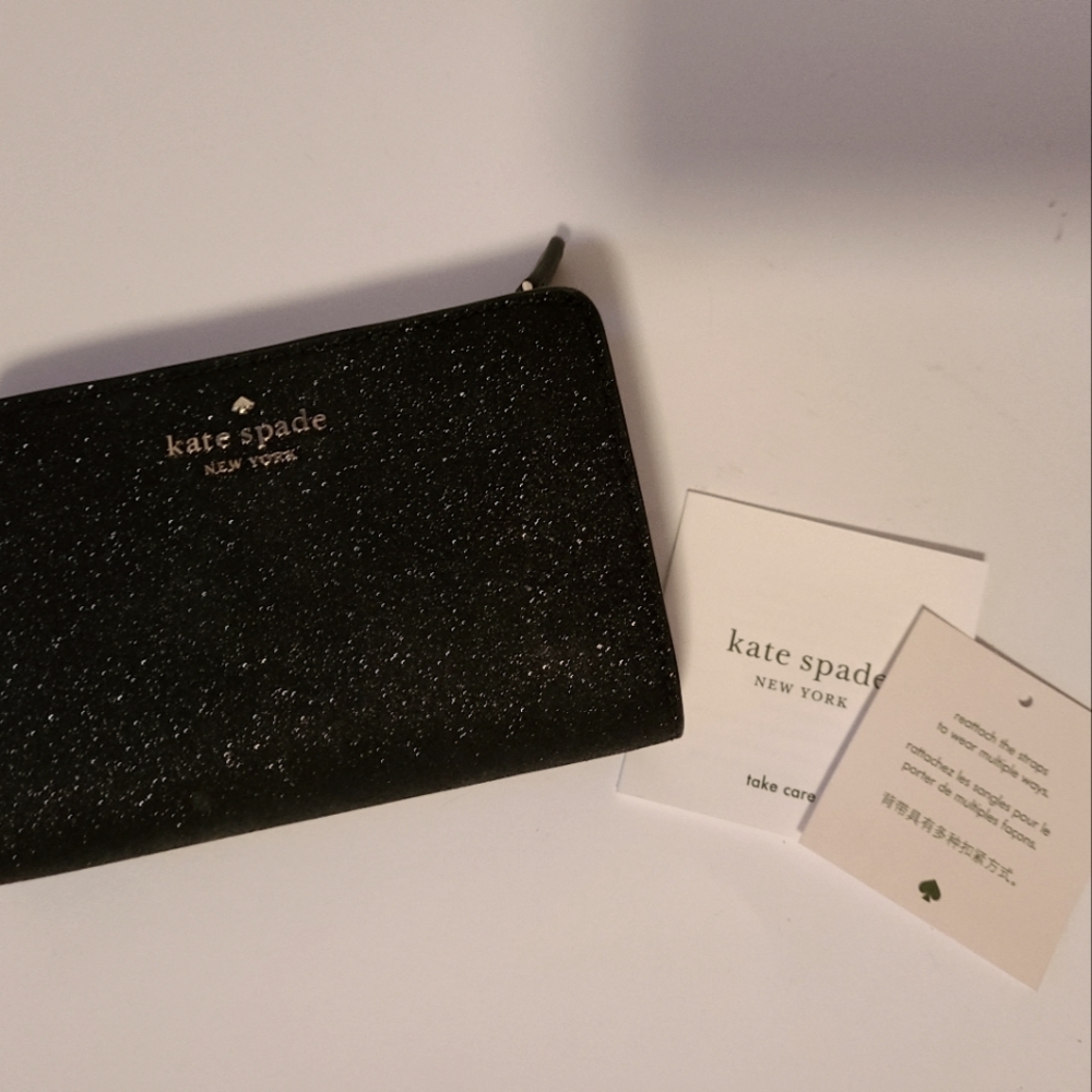 Kate spade black glitter wallet